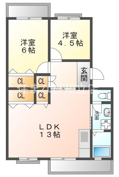 パストラル板倉A(2LDK/1階)の間取り写真
