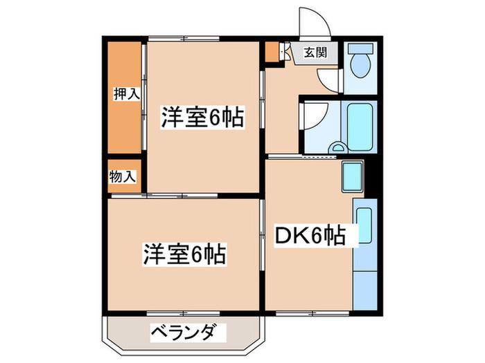 エスポワール平(2DK/2階)の間取り写真