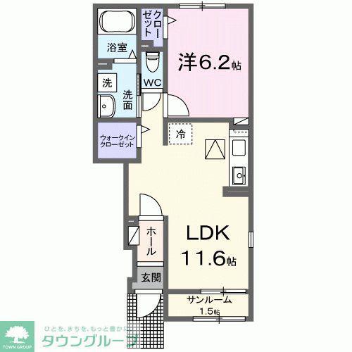 グリーンフラットB棟(1LDK/2階)の間取り写真