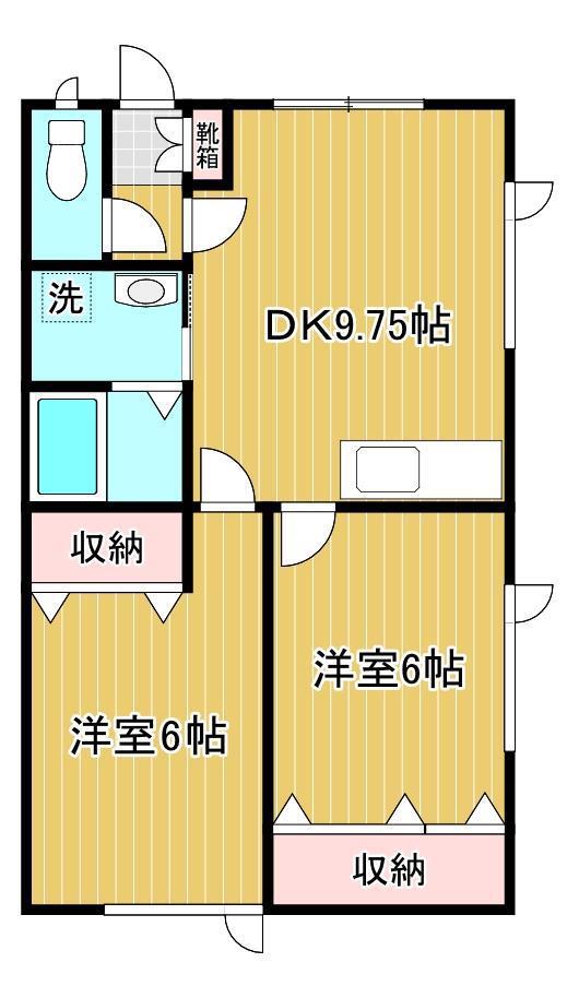 AMLハイツ(2DK/1階)の間取り写真