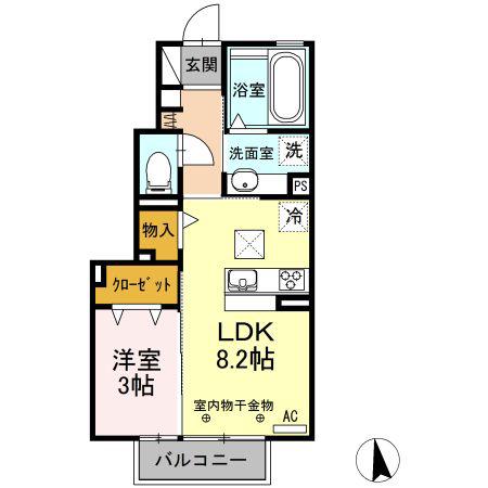 エスパティオン(1LDK/1階)の間取り写真