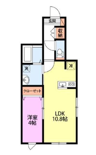 イニエ水道町(1LDK/1階)の間取り写真