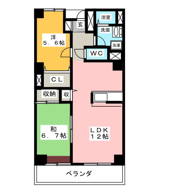 ル・ボア平喜(2LDK/3階)の間取り写真