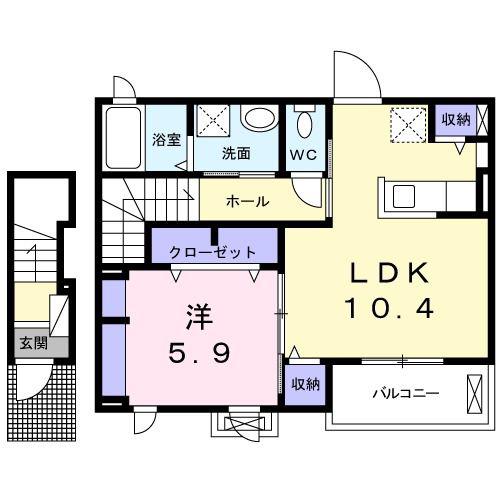 ハイム エルデ ケイ(1LDK/2階)の間取り写真