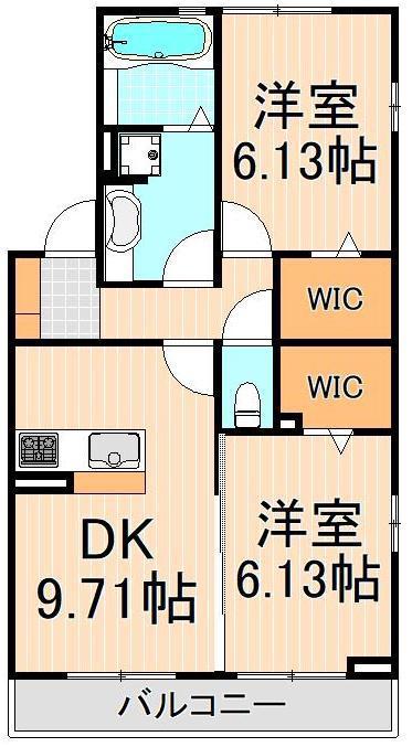 シャトレー(2DK/2階)の間取り写真