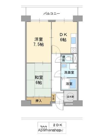 今泉ハイツ(2DK/2階)の間取り写真