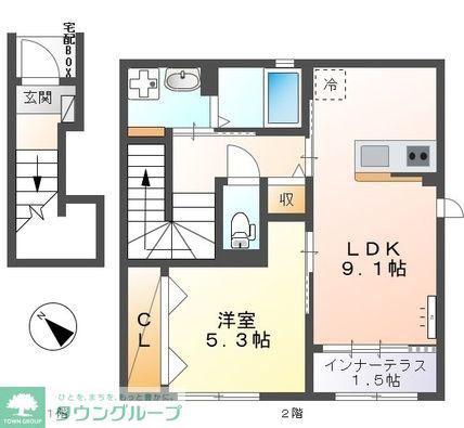 ATB天谷(1LDK/2階)の間取り写真