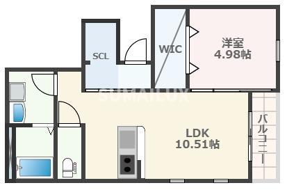 ILGRANDE黒髪II(1LDK/1階)の間取り写真