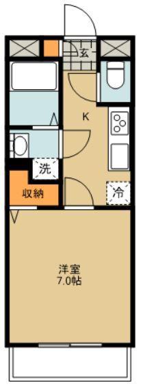 グランツ川越(1K/1階)の間取り写真