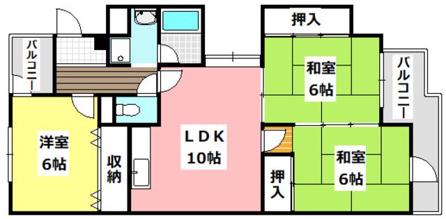マンションアメニティ PARTII(3LDK/4階)の間取り写真