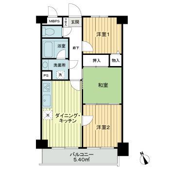ライオンズマンション聖蹟桜ヶ丘第5(3DK/7階)の間取り写真