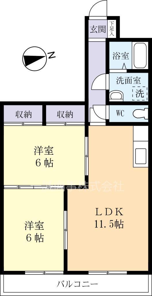 メゾン土浦(2LDK/3階)の間取り写真