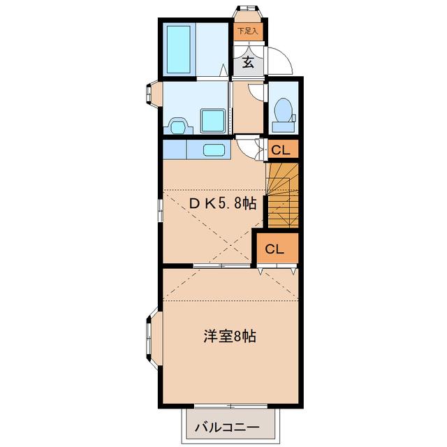 クライス有祉館(1DK/1階)の間取り写真
