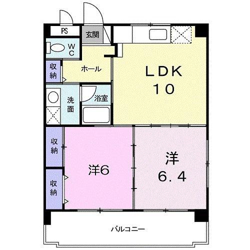 メゾングラシュー友情通(2LDK/2階)の間取り写真