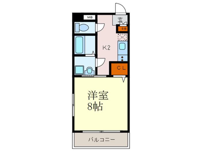シエル城南I(1K/1階)の間取り写真