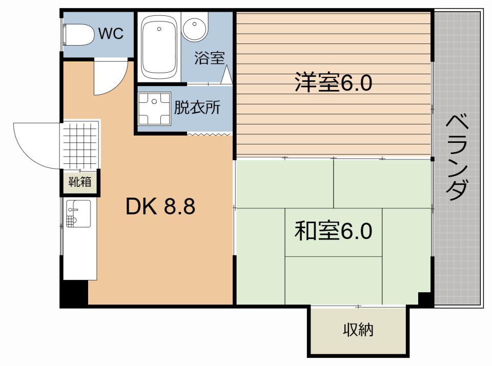 サンポート宇宿(2DK/2階)の間取り写真