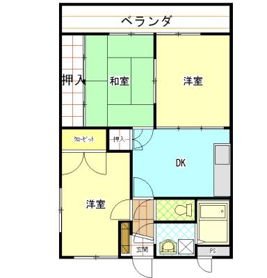 マンション ラムタラ(3DK/3階)の間取り写真