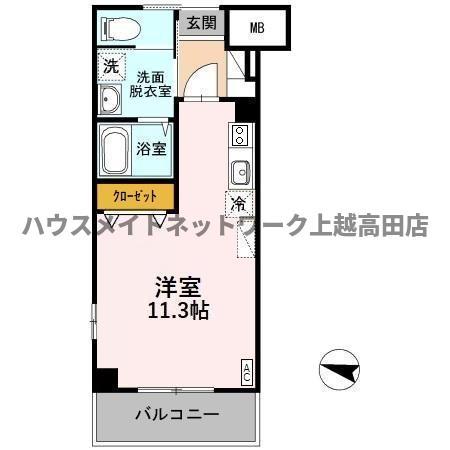 ロングステイ山下(ワンルーム/3階)の間取り写真
