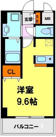 ONLYONE小花Ⅱ(1K/3階)の間取り写真