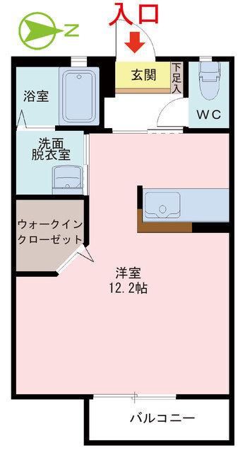 ルミエール ジュネス K A棟(ワンルーム/2階)の間取り写真