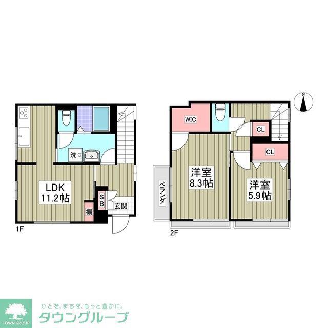 ムーンリリー(2DK/1階)の間取り写真