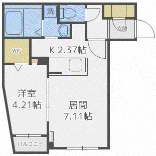 ベラルーチェ水車町(1LDK/4階)の間取り写真