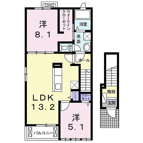インスラ(2LDK/2階)の間取り写真