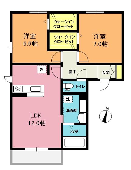 サンク セゾンA(2LDK/1階)の間取り写真