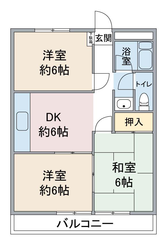 藤ハイツ(3DK/4階)の間取り写真