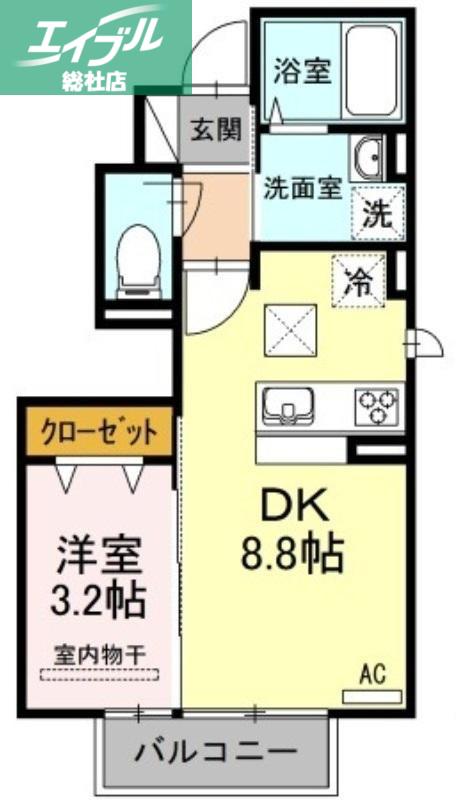 SQUARE VILLA 福島(1DK/1階)の間取り写真