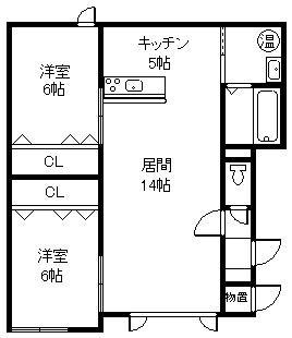 DION(2LDK/1階)の間取り写真