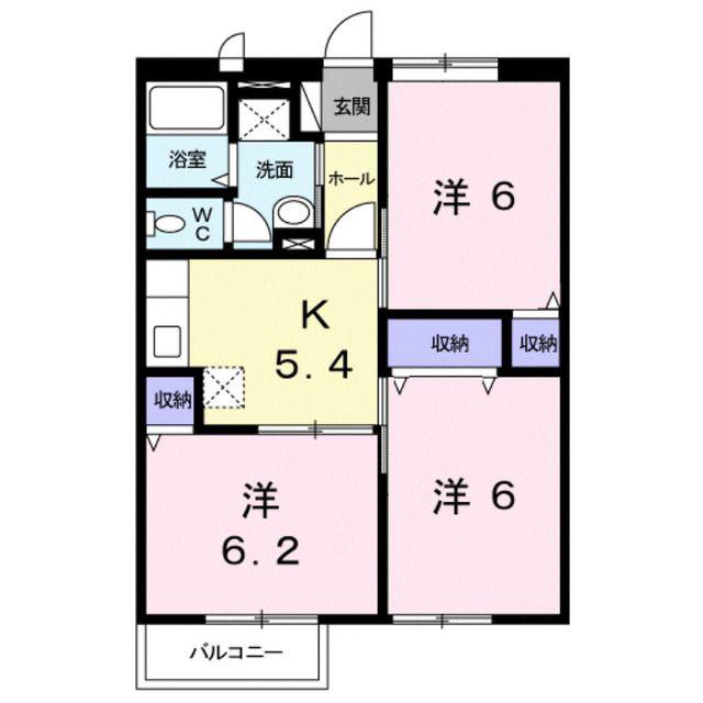 ドルチェ(3K/2階)の間取り写真