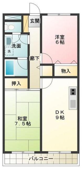 ルミエールテルメ(2LDK/2階)の間取り写真