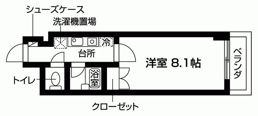 EAU DE VIE 国分寺(1K/2階)の間取り写真