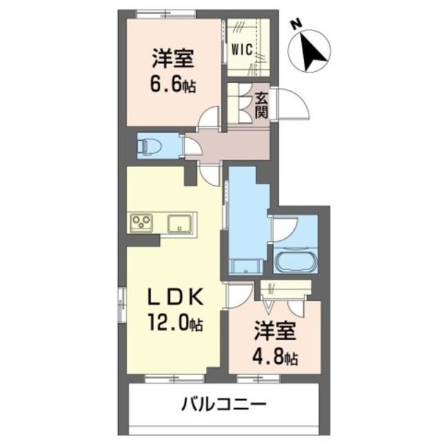 アルフラット弐(2LDK/2階)の間取り写真