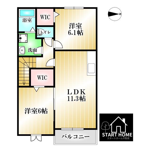 アルフォート藍住(2LDK/2階)の間取り写真