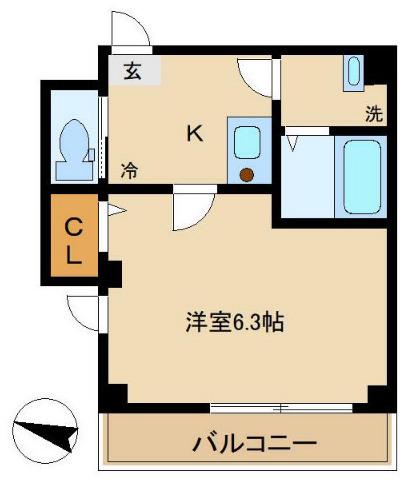 カペラVII(1K/2階)の間取り写真