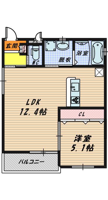 アライアンス鳳東町(1LDK/2階)の間取り写真