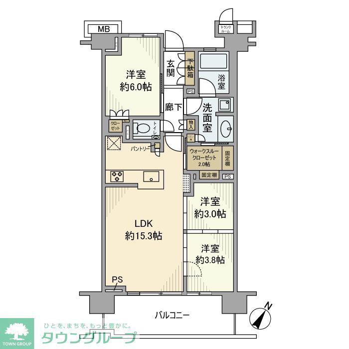 プラウド京急蒲田(3LDK/7階)の間取り写真