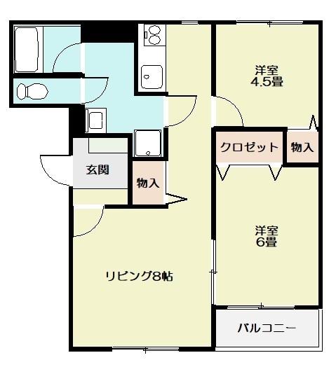 マンション プログレス(2LDK/1階)の間取り写真