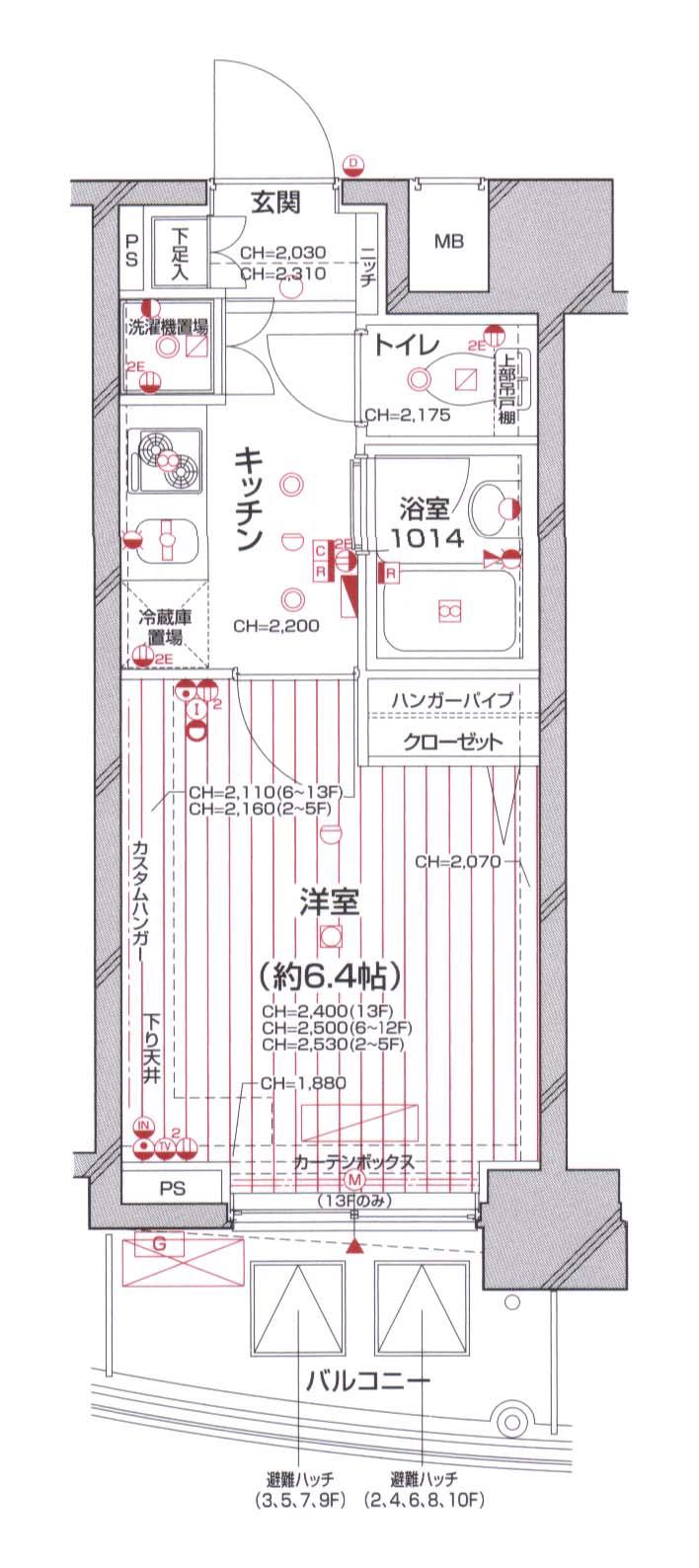 パレステュディオ中目黒(1K/10階)の間取り写真