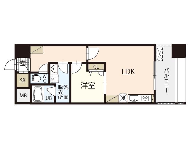TK-1BLD(1LDK/4階)の間取り写真
