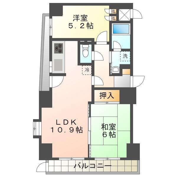 ライオンズマンション須磨マリンビュー(2LDK/2階)の間取り写真
