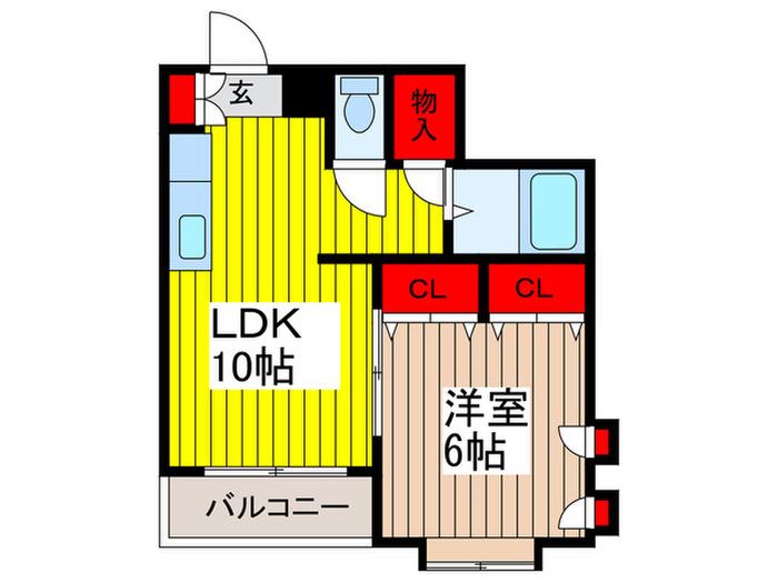 ホワイトメゾン南与野(1LDK/6階)の間取り写真