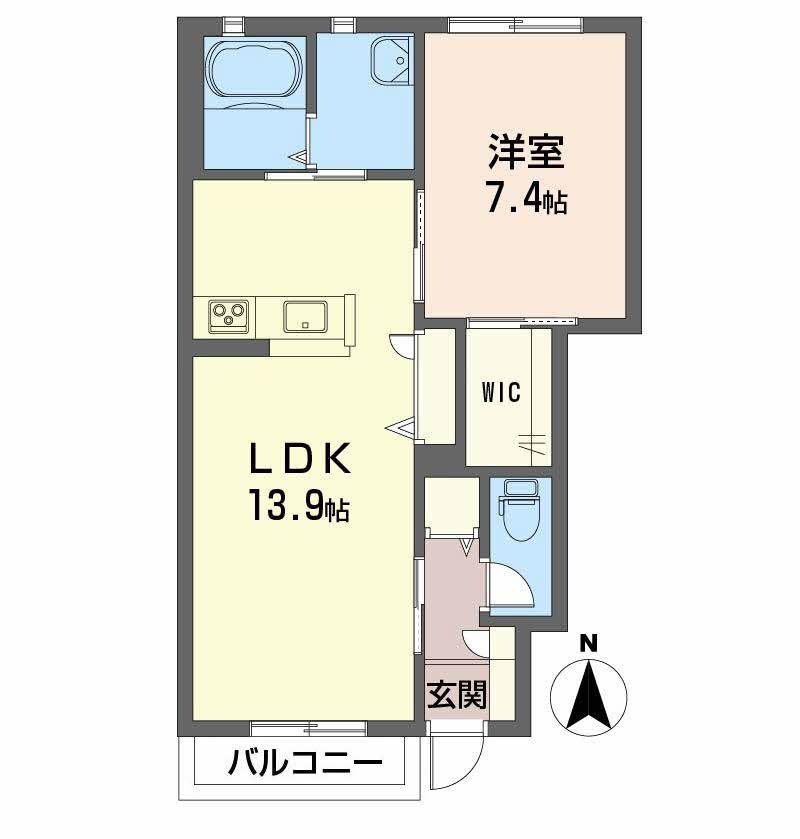 グランマスト古川北C(1LDK/1階)の間取り写真