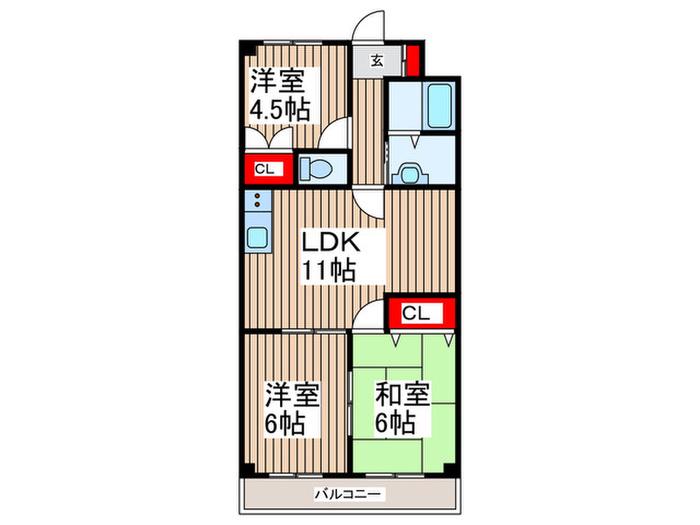 メゾントミタ(3LDK/3階)の間取り写真