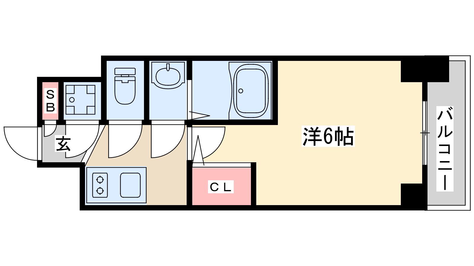 エスリードレジデンス大阪ウエストコート(1K/3階)の間取り写真