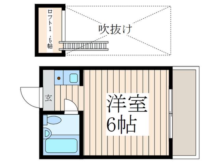 ハイツK(ワンルーム/2階)の間取り写真