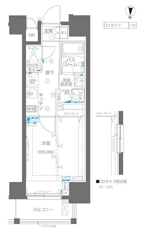 ZOOM錦糸町(1K/5階)の間取り写真