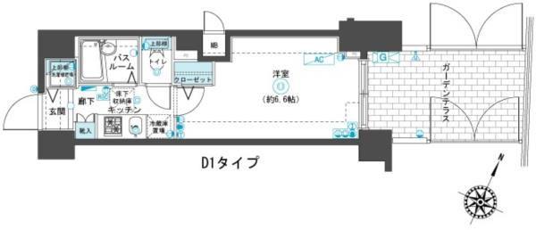 フェニックス渋谷本町(1K/1階)の間取り写真